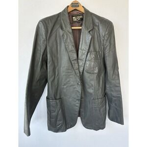 VTG 70s 80s Leather Loft Charcoal Gray Leather Jacket Womens Large